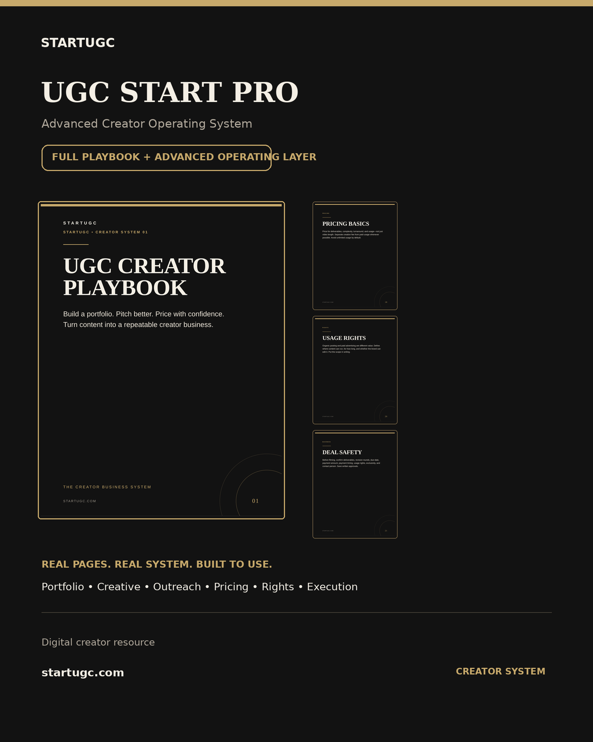UGC START PRO with full Creator Playbook and advanced operating pages